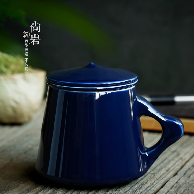 陶瓷創(chuàng)意馬克杯簡約過濾泡茶杯子禮品定制辦公室咖啡杯帶蓋水杯