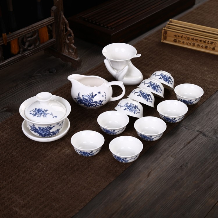 廠家直銷 白瓷茶具套裝 功夫陶瓷茶具禮品創意 Logo定制