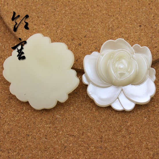 DIY飾品配件立體玫瑰花 ABS仿珍珠貼片 服飾配件 42*43mm F1533