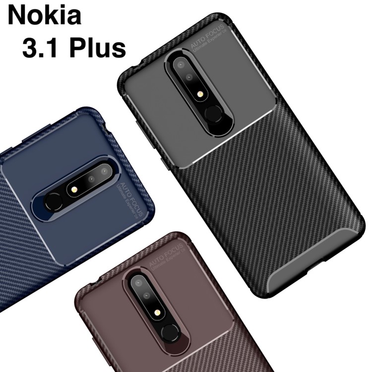 適用Nokia 3.1 Plus甲殼蟲手機保護套碳纖維磨砂超薄保護套諾基亞