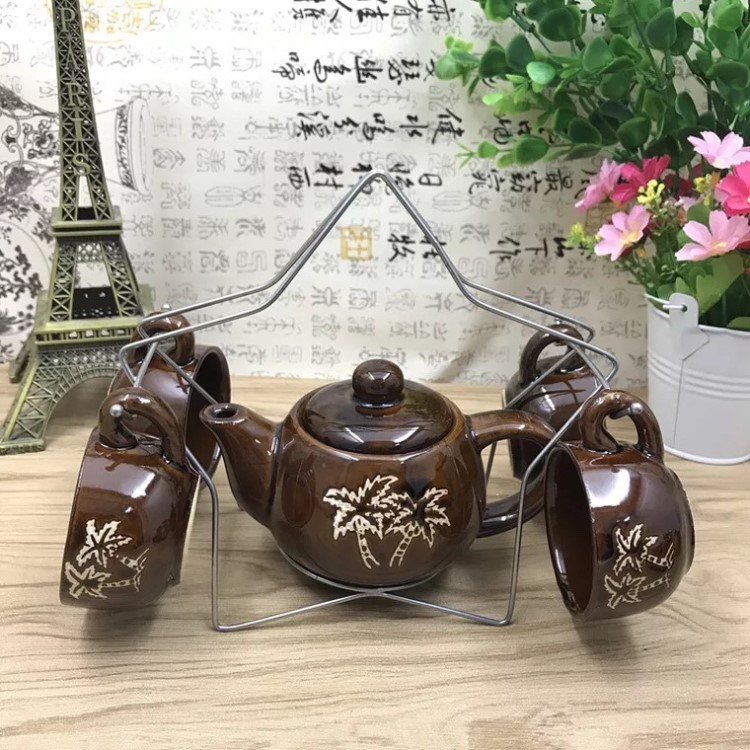 陶瓷咖啡茶具五件套 功夫茶具套裝十元精品店茶壺 進(jìn)店小禮品