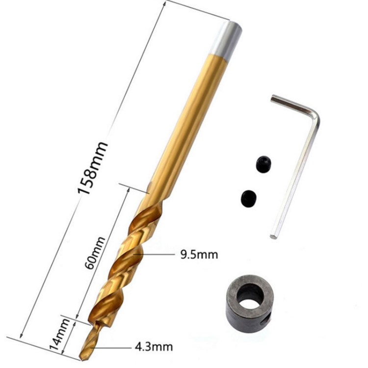 定位二階鉆 9mm加長高速鋼木工斜孔器9.5mm六角柄臺階鉆頭 斜孔鉆