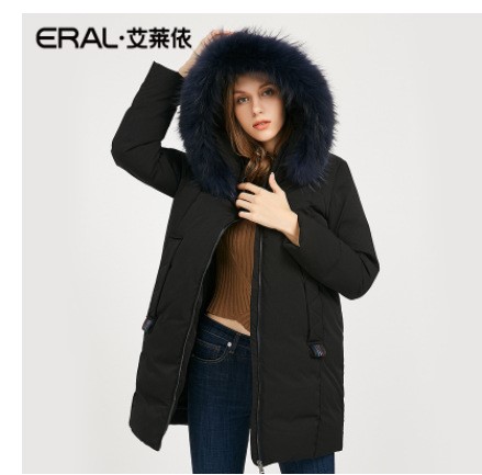 ERAL/艾萊依羽絨服女中長(zhǎng)款加厚大毛領(lǐng)商場(chǎng)同款極簡(jiǎn)大衣617103037