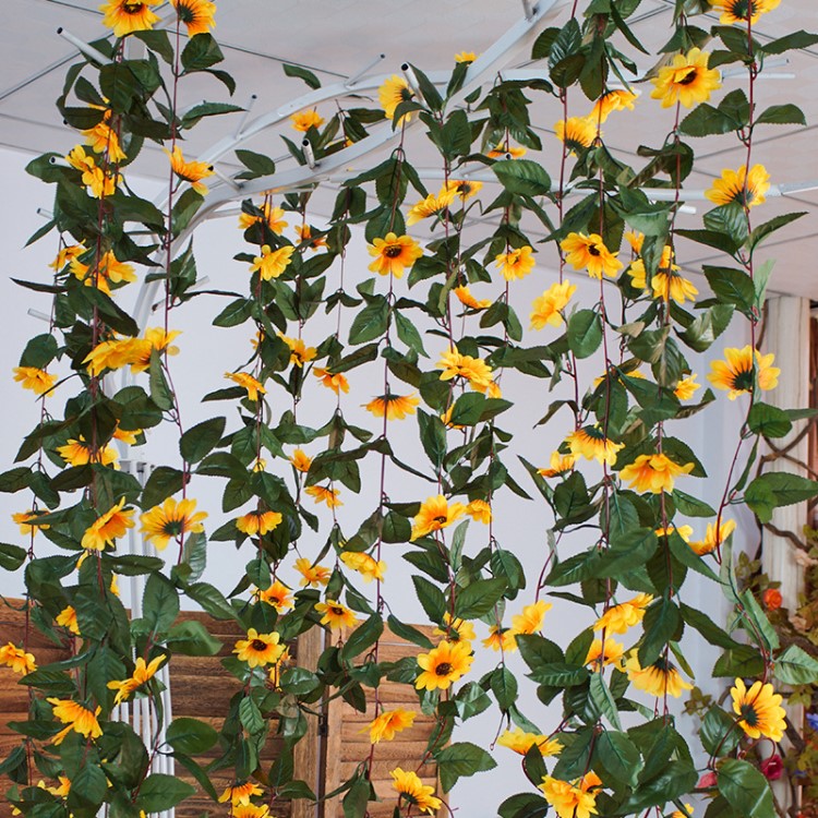 仿真向日葵花條實景裝飾藤條家居管道纏繞仿真花