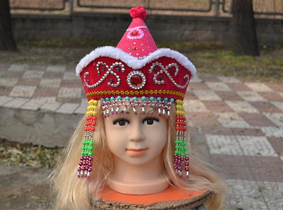 蒙古帽民族帽 蒙古舞蹈頭飾 格格帽 香妃帽兒童成人舞蹈帽