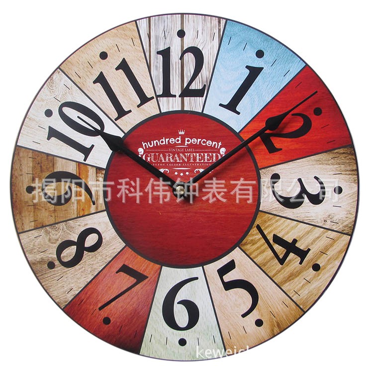 【廠家直批】木質(zhì)掛鐘時(shí)尚創(chuàng)意復(fù)古掛鐘簡約齒輪石英密度掛鐘