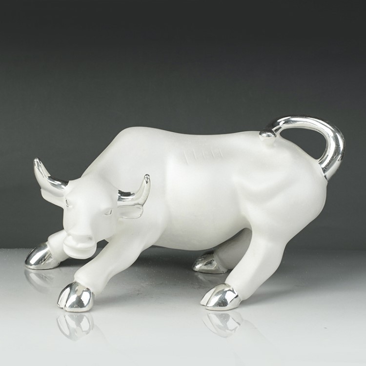 供应商机 礼品工艺品 传统工艺品 银牛摆件 厂家定制999足银华尔街牛