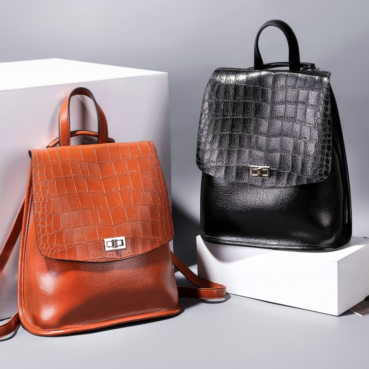 2019跨境新品鱷魚紋女式休閑雙肩包背包女韓版潮兩用女包廠家直銷