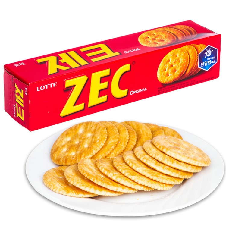 韓國零食品 lotte樂天ZEC杰克咸味蘇打餅干100g 梳打酥性餅干