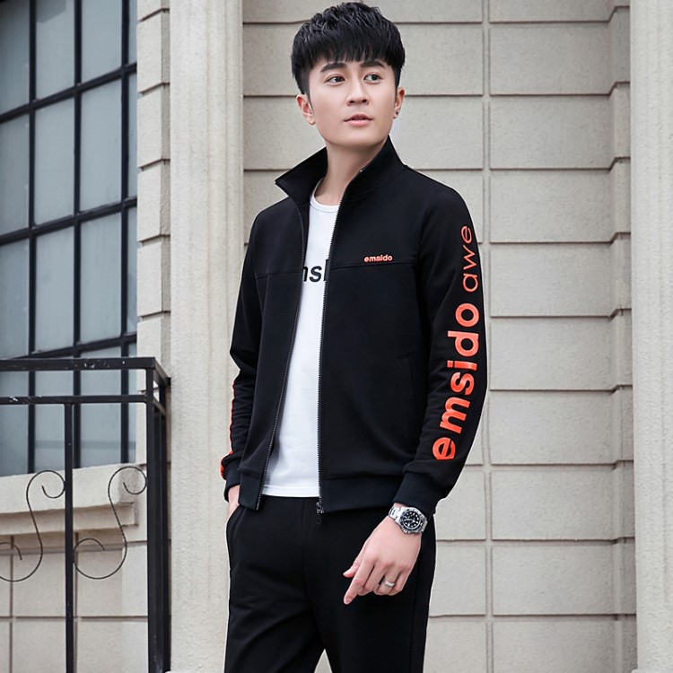 男士秋季套装2019新款宽松时尚潮帅气一套男装远动休闲卫衣三件套