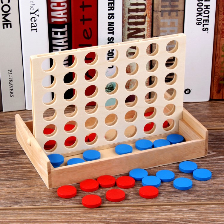 立體四連棋四子游戲棋 /0.34kg兒童益智早教多人玩具木制盒裝多色