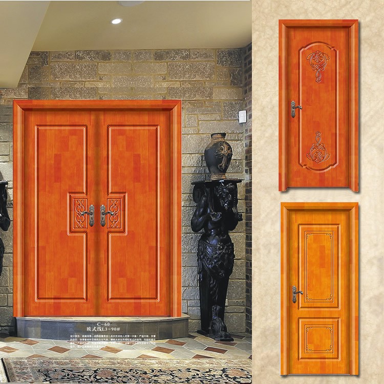 佛山烤漆实木门厂定做双开子母橡木门全实木隔音套装别墅入户大门