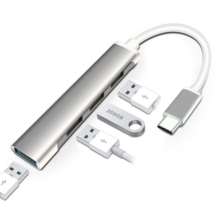 私模迷你type-c集線器USB 3.0 HUB分線器一拖四typeC擴展塢鋁合金