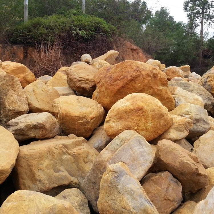 大型石場天然園林小型自然景觀石黃蠟石假山黃蠟石駁岸