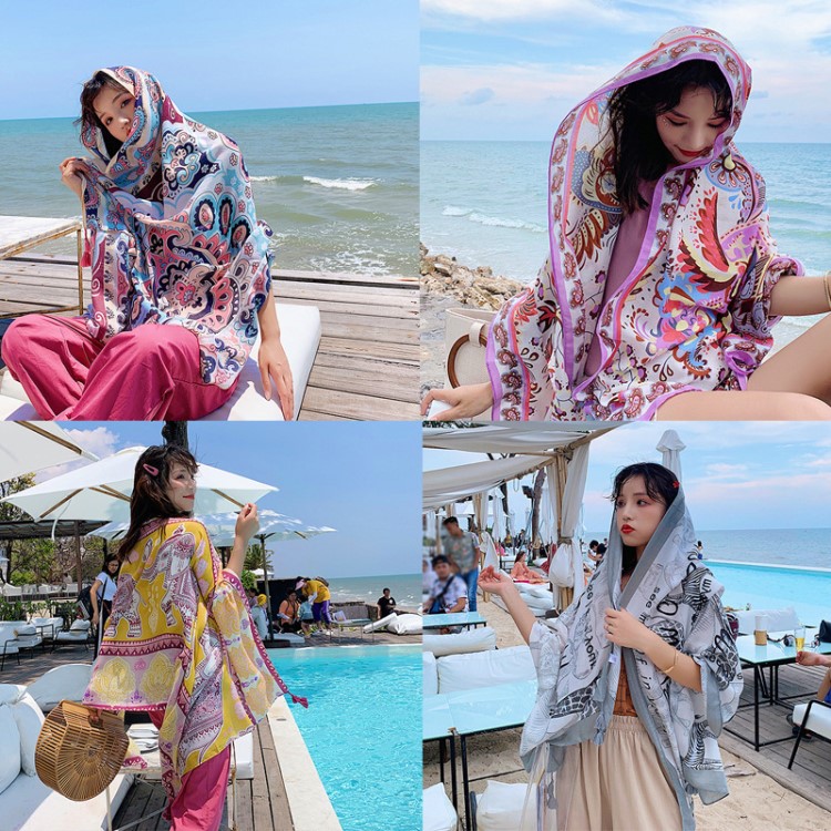 2019好品質(zhì)圍巾女防曬披肩春夏季韓版小清新長(zhǎng)款絲巾海邊沙灘巾