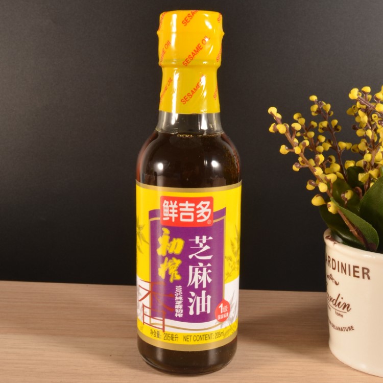 廠家直銷 鮮吉多初榨芝麻油 205ml 15瓶一件餐飲食堂超市批發(fā)