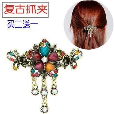 發(fā)卡螃蟹爪子古典發(fā)飾品復(fù)古步搖發(fā)夾水鉆中小號發(fā)抓夾頭飾吊墜夾