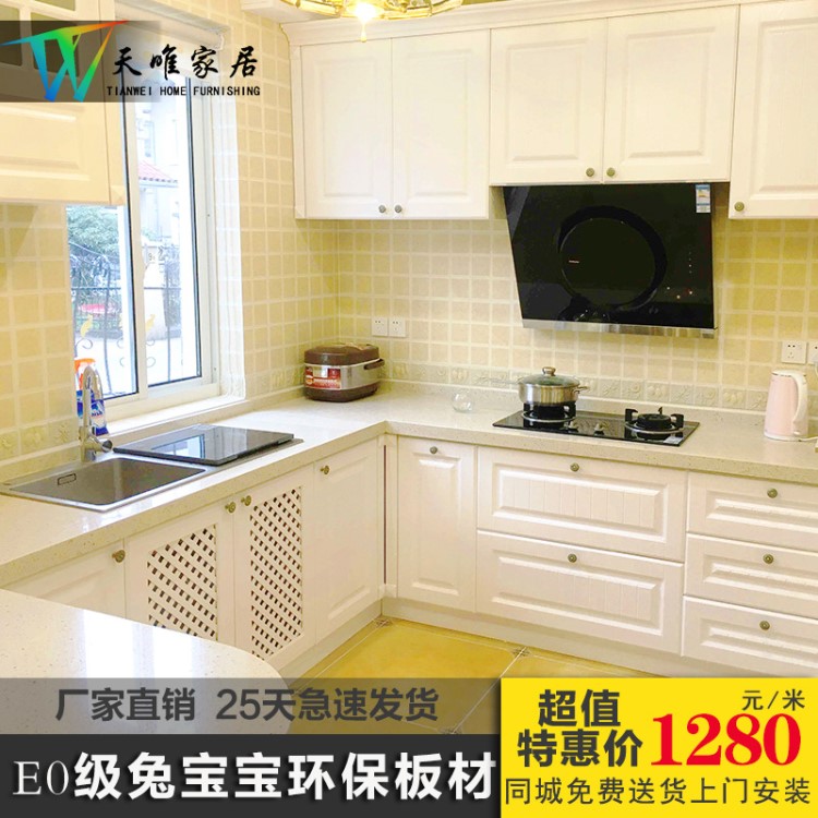 整體櫥柜歐式兔寶寶生態柜體模壓板現代簡約定做廚房廚柜全屋定制