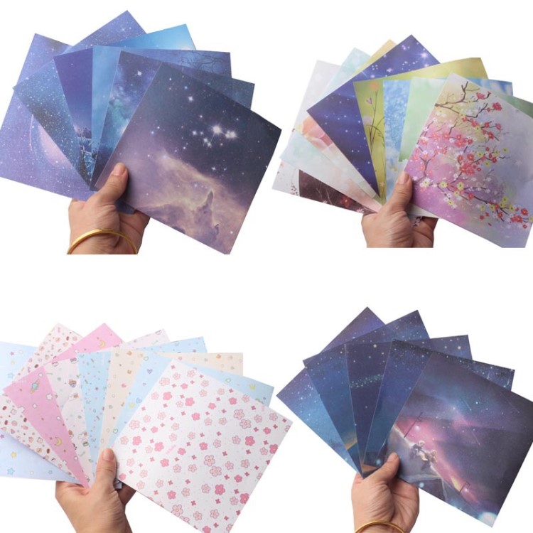 正方形彩色手工折紙兒童幼兒園制作材料星空卡通雙面碎花折紙工藝