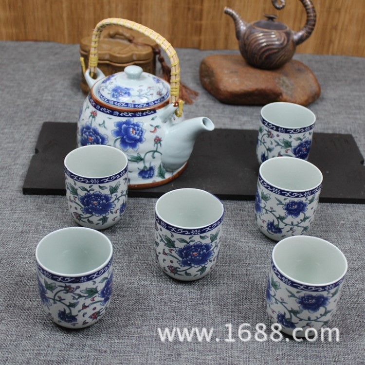 廠家直銷7頭提梁壺 整套陶瓷功夫茶具 禮品茶具 套裝批發(fā)