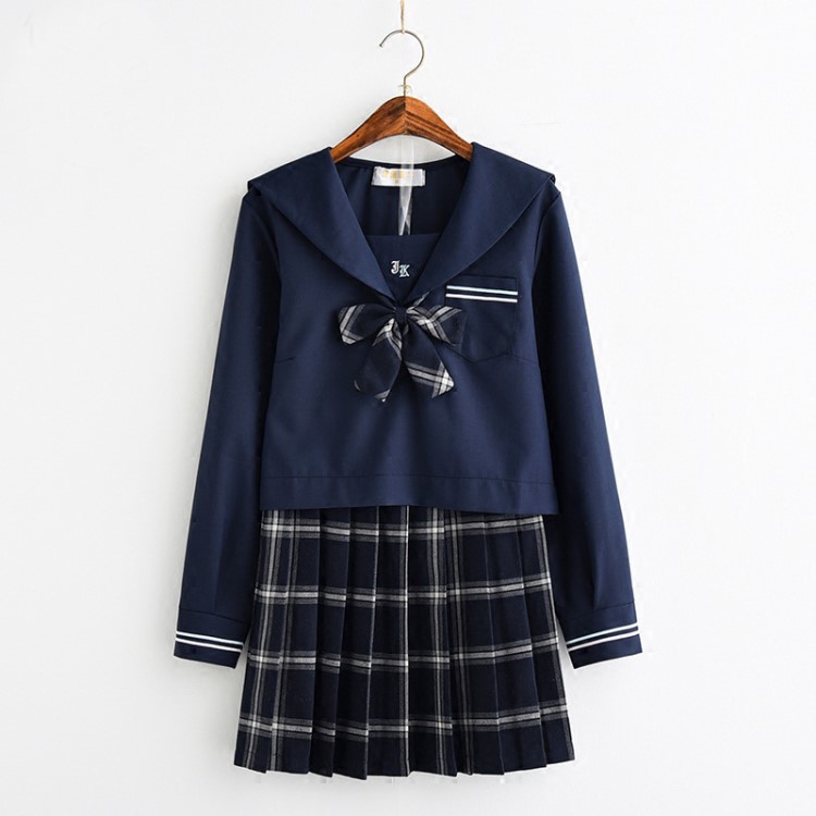 日本水手服正統(tǒng)JK制服格子裙學(xué)院風(fēng)班服女學(xué)生裝校服演出服軟妹服