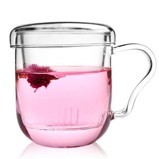耐熱玻璃茶具 三件式花茶杯 耳朵杯泡茶杯 帶玻璃內(nèi)膽廠家批發(fā)