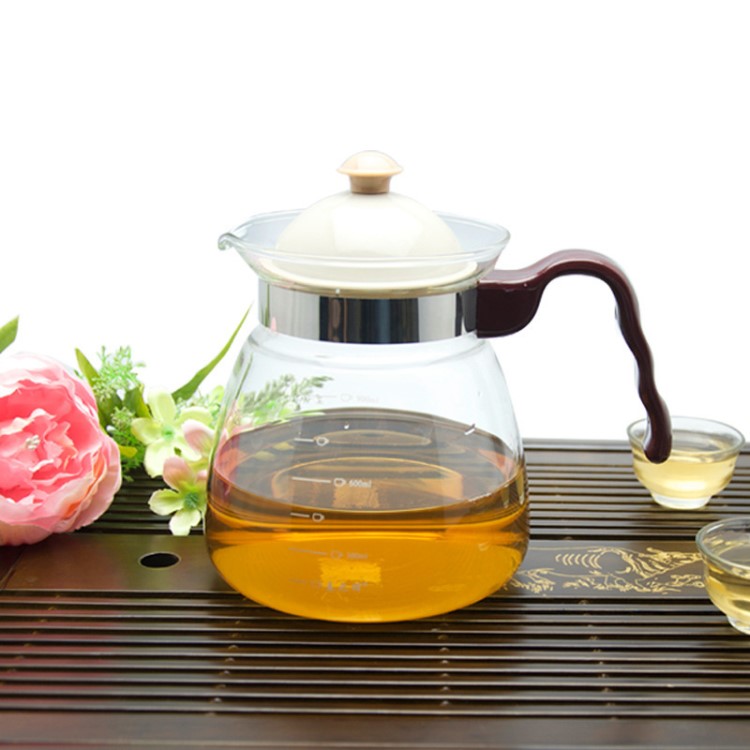 耐高溫玻璃直火壺 創(chuàng)意工夫茶茶壺1000ML帶刻度 禮盒包裝