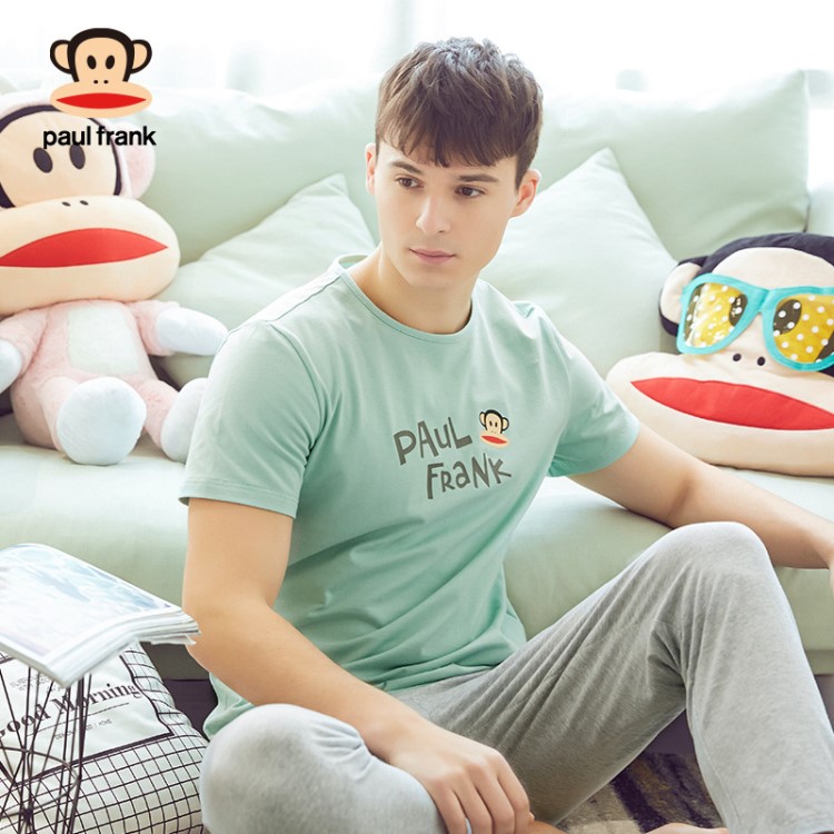 批發(fā)Paul Frank/大嘴猴男士睡衣夏季薄款家居服秋兩件套春秋套裝