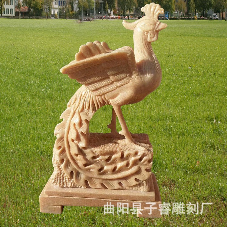 廠家直銷石雕鳳凰 晚霞紅鳳求凰吉祥鎮(zhèn)宅瑞獸飛禽動物雕塑 擺件