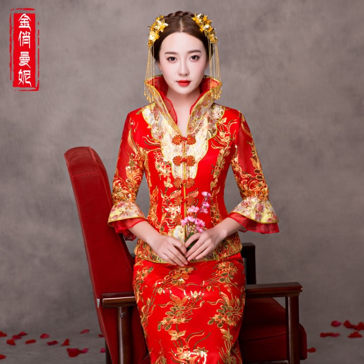 金俏曼妮2019春秋季新款秀禾服中式新娘結(jié)婚婚紗禮服敬酒服直銷女