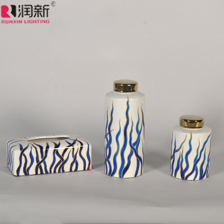 創意陶瓷家居裝飾品 擺件紙巾盒工藝品 樣板間客廳桌面茶幾裝飾品