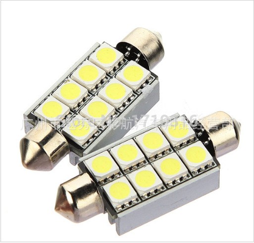 廠家直銷canbusLED雙尖燈42mm-8SMD-5050雙尖燈 LED汽車燈