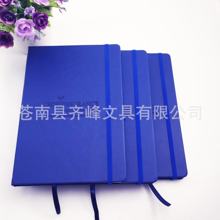 定做壓印logo藏青色變色pu橡皮筋筆記本A5 外貿(mào)出口美國(guó)綁帶本子