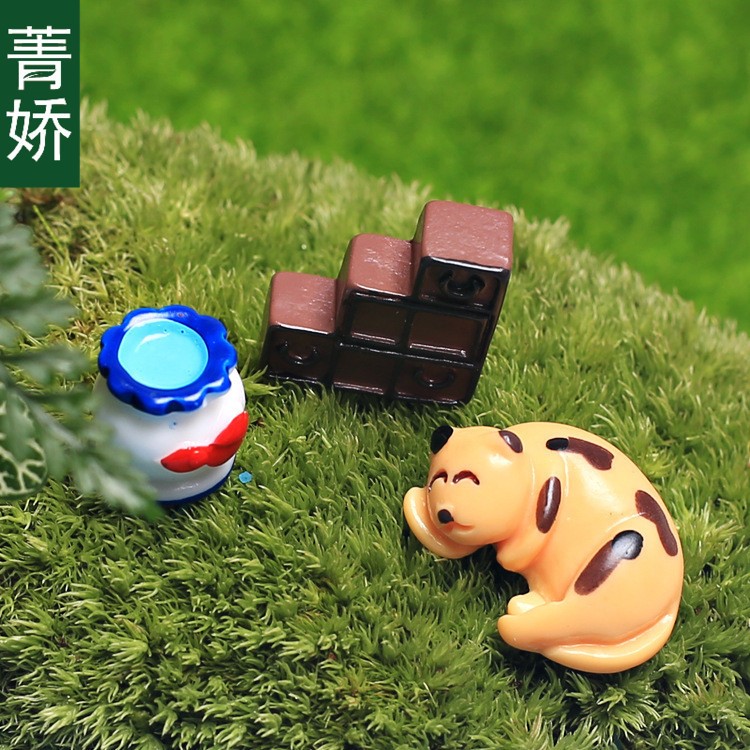 菁嬌 迷你睡夢中小貓咪/木柜子/盆三件套 田園微景觀DIY配件代發(fā)