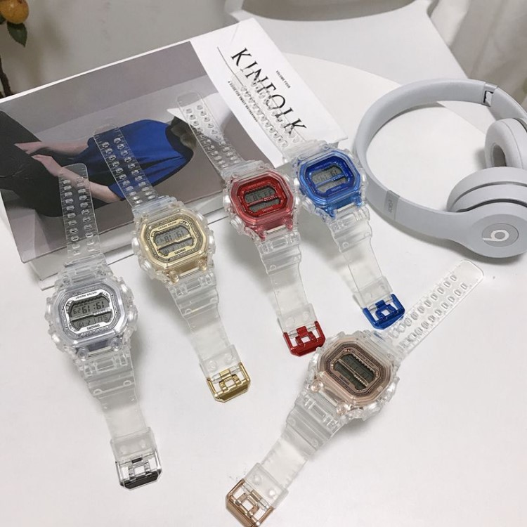 新款白色全透明個性時尚潮流多功能防水運動電子手表初高中生情侶