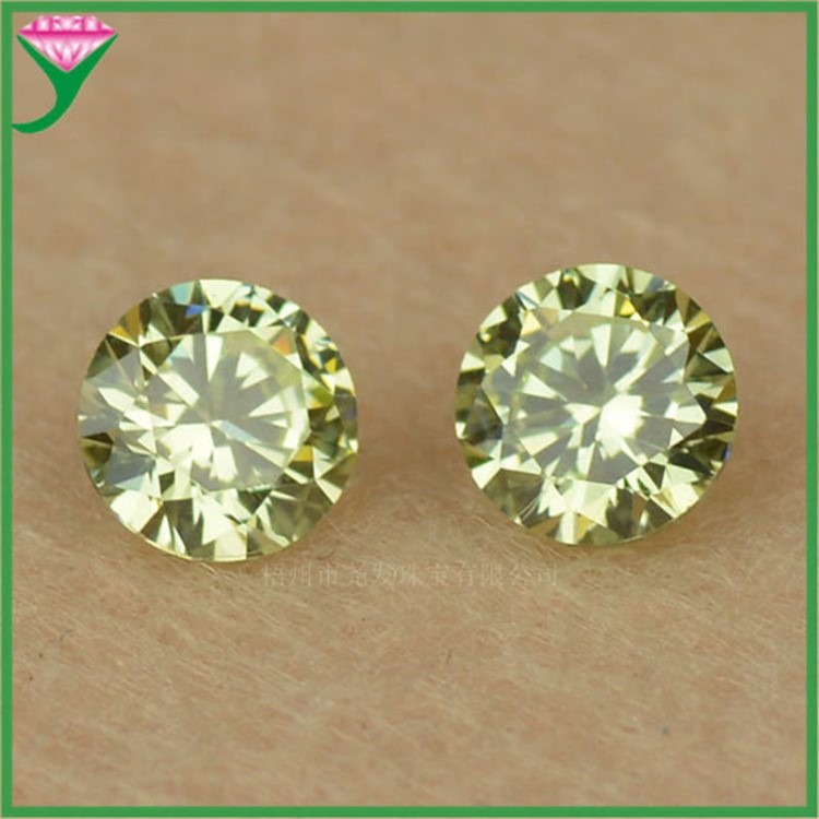 梧州寶石加工生產基地 3aaa果綠色圓形鋯石 手工飾品diy材料裸石