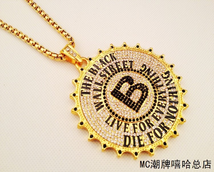 圆牌精工夜店酒吧 外贸精品项链 necklace 嘻哈歌手主持人项链