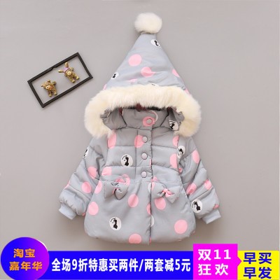 女寶寶公主棉衣2可愛(ài)冬季羽絨棉服3嬰兒童小女童1-4歲中長(zhǎng)款外套