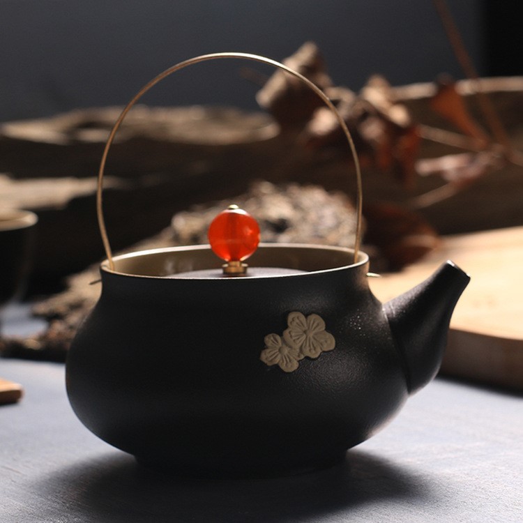 粗陶酒精爐茶壺煮茶爐陶瓷煮水壺功夫茶具提梁壺煮茶器溫茶溫酒器