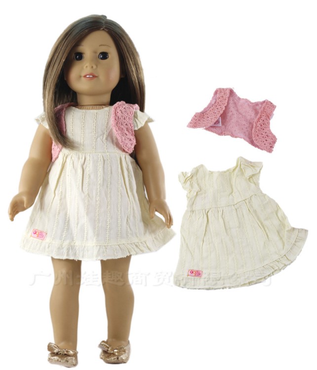 18寸美國女孩娃娃休閑衣服American Girl 45cm洋娃娃裙+粉色馬甲