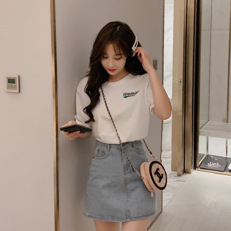 2019夏新款美美 的夏夏網(wǎng)紅同款印花韓版圓領(lǐng)短袖T恤女裝一件代發(fā)