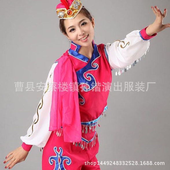 現(xiàn)代少數(shù)民族舞蹈演出服蒙族騎馬服飾蒙古舞服裝打鼓舞筷子舞新款