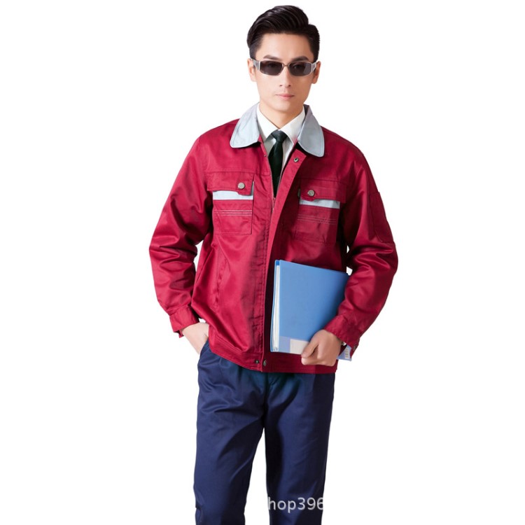 長袖工作服套裝男春秋季汽修服工廠服車間耐磨工人電焊勞保服定制