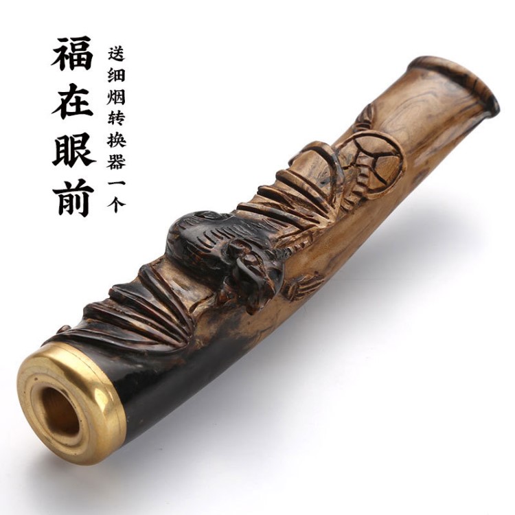 一件代發(fā)海柳煙嘴血柳活柳雕刻拉桿式循環(huán)過(guò)濾器煙具煙斗JD2839