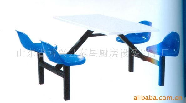 供應(yīng)四人鐵架斜撐玻璃鋼座餐桌
