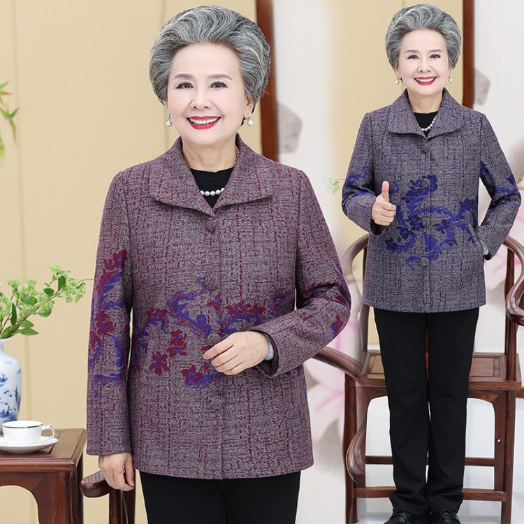 奶奶裝秋裝中老年人女外套媽媽2019秋季新款上衣大碼70歲老人衣服