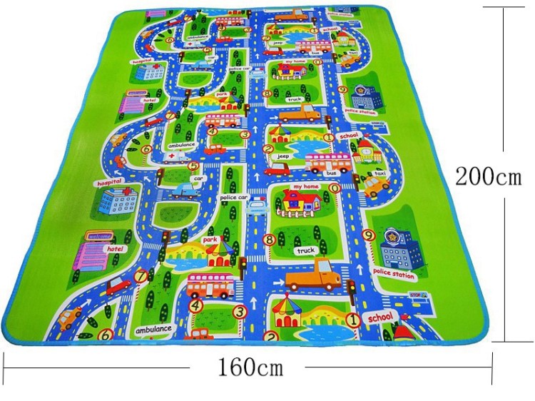 蔓葆城市交通道路婴儿爬行垫折叠防潮地垫 游戏野餐垫宝宝爬行毯