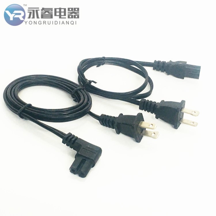 定制電源線 插頭電源線 兩芯銅極性插 美式UL透明AC插頭