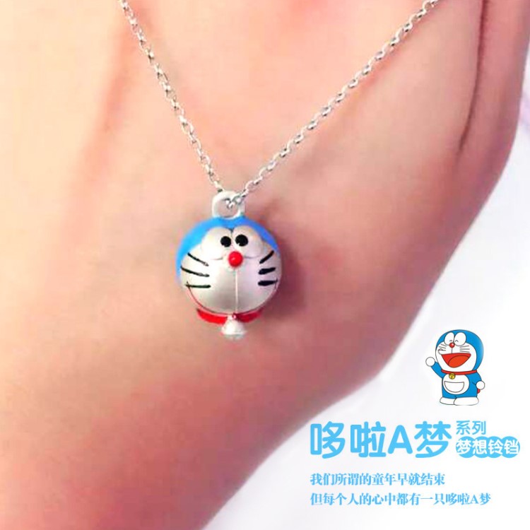 新款哆啦a夢伴我同行機器貓 女銅鍍銀項鏈可愛叮當鍍銀吊墜批發