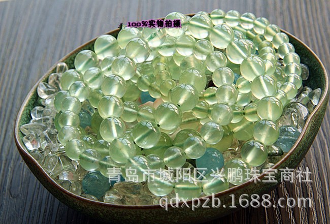 年終清倉外貿(mào)流行葡萄石手鏈綠碧柳冰透少棉葡萄石水晶飾品配飾